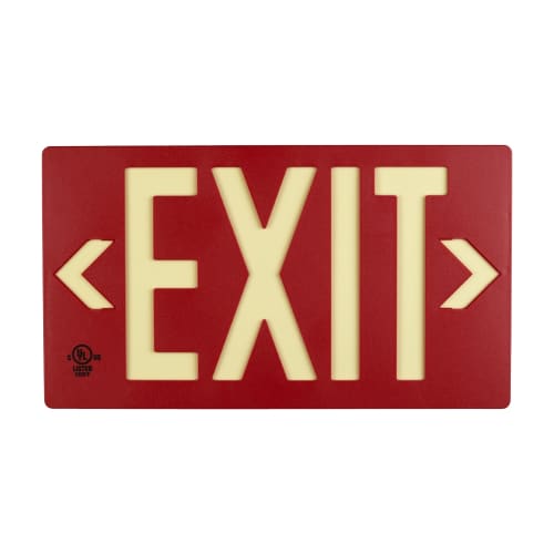 Glo Brite® Exit Sign, Double Sided, Photoluminescent, Red